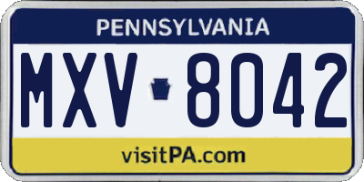 PA license plate MXV8042