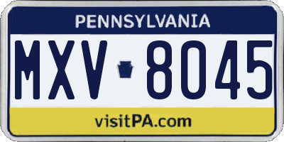 PA license plate MXV8045