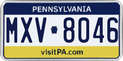 PA license plate MXV8046