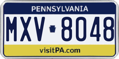 PA license plate MXV8048