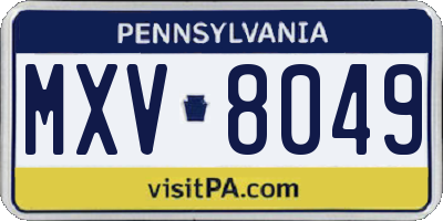 PA license plate MXV8049