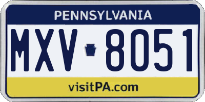 PA license plate MXV8051