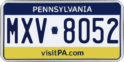 PA license plate MXV8052