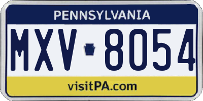 PA license plate MXV8054