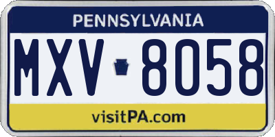 PA license plate MXV8058