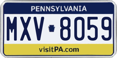 PA license plate MXV8059