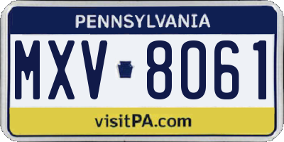 PA license plate MXV8061