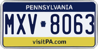 PA license plate MXV8063