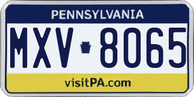 PA license plate MXV8065