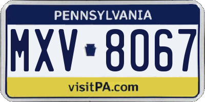 PA license plate MXV8067