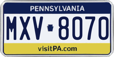 PA license plate MXV8070