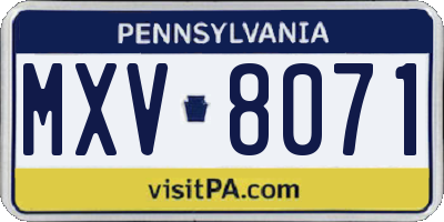 PA license plate MXV8071
