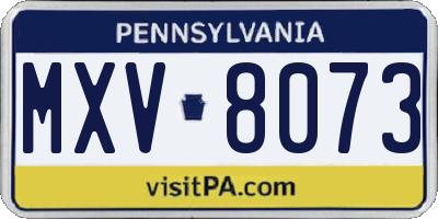 PA license plate MXV8073