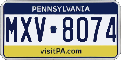 PA license plate MXV8074