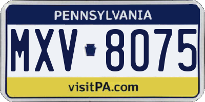 PA license plate MXV8075