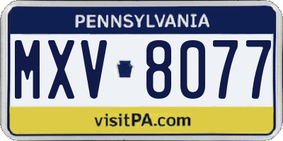 PA license plate MXV8077