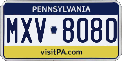 PA license plate MXV8080