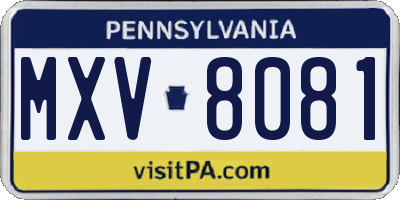 PA license plate MXV8081