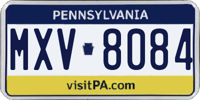 PA license plate MXV8084