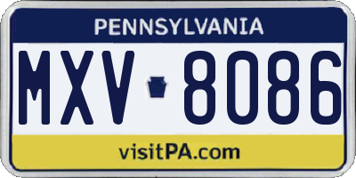 PA license plate MXV8086