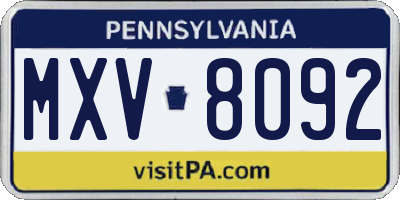 PA license plate MXV8092