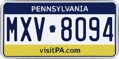 PA license plate MXV8094