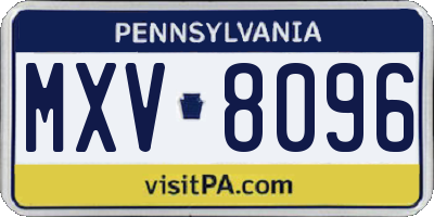 PA license plate MXV8096