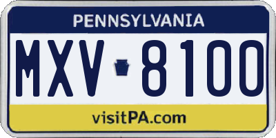 PA license plate MXV8100