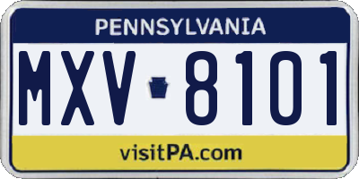 PA license plate MXV8101