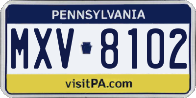 PA license plate MXV8102