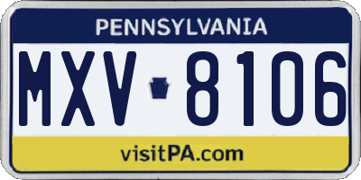PA license plate MXV8106
