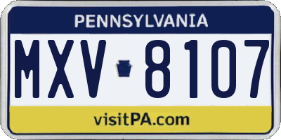 PA license plate MXV8107