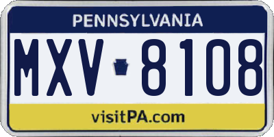 PA license plate MXV8108