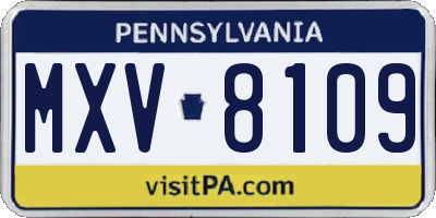 PA license plate MXV8109