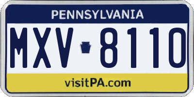 PA license plate MXV8110