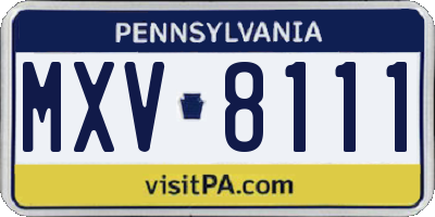 PA license plate MXV8111