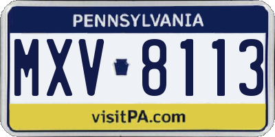 PA license plate MXV8113