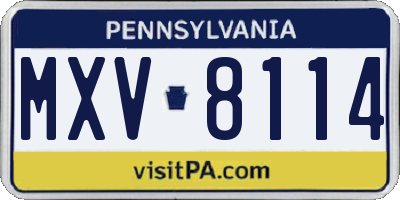 PA license plate MXV8114