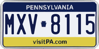 PA license plate MXV8115