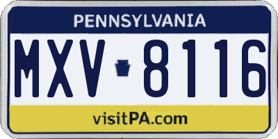 PA license plate MXV8116