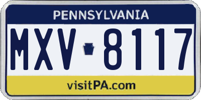 PA license plate MXV8117