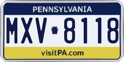 PA license plate MXV8118