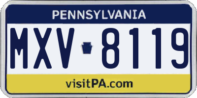 PA license plate MXV8119