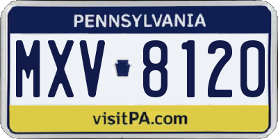 PA license plate MXV8120