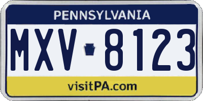 PA license plate MXV8123