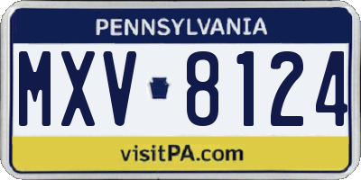 PA license plate MXV8124