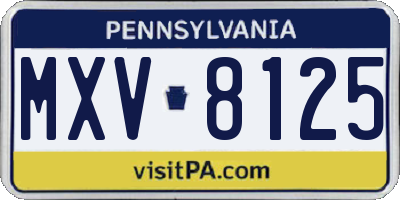 PA license plate MXV8125