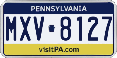PA license plate MXV8127