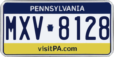 PA license plate MXV8128