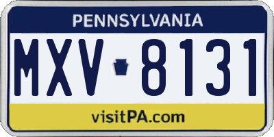 PA license plate MXV8131